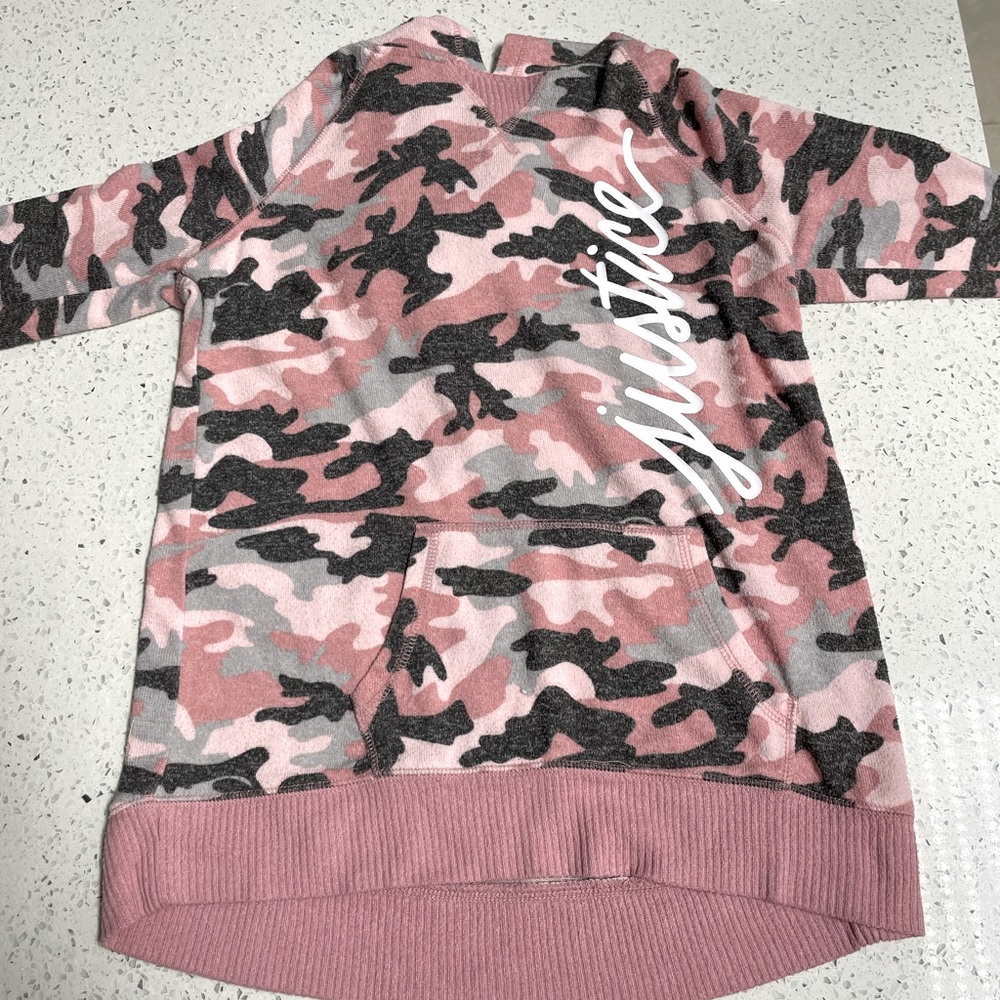 Justice pink camo hoodie size 10 girls
